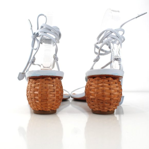 Vincenza Shoes Leather Wrap Woven Ball Heel Thong Sandal Sky Blue EUR 40/US 9 - Picture 7 of 13